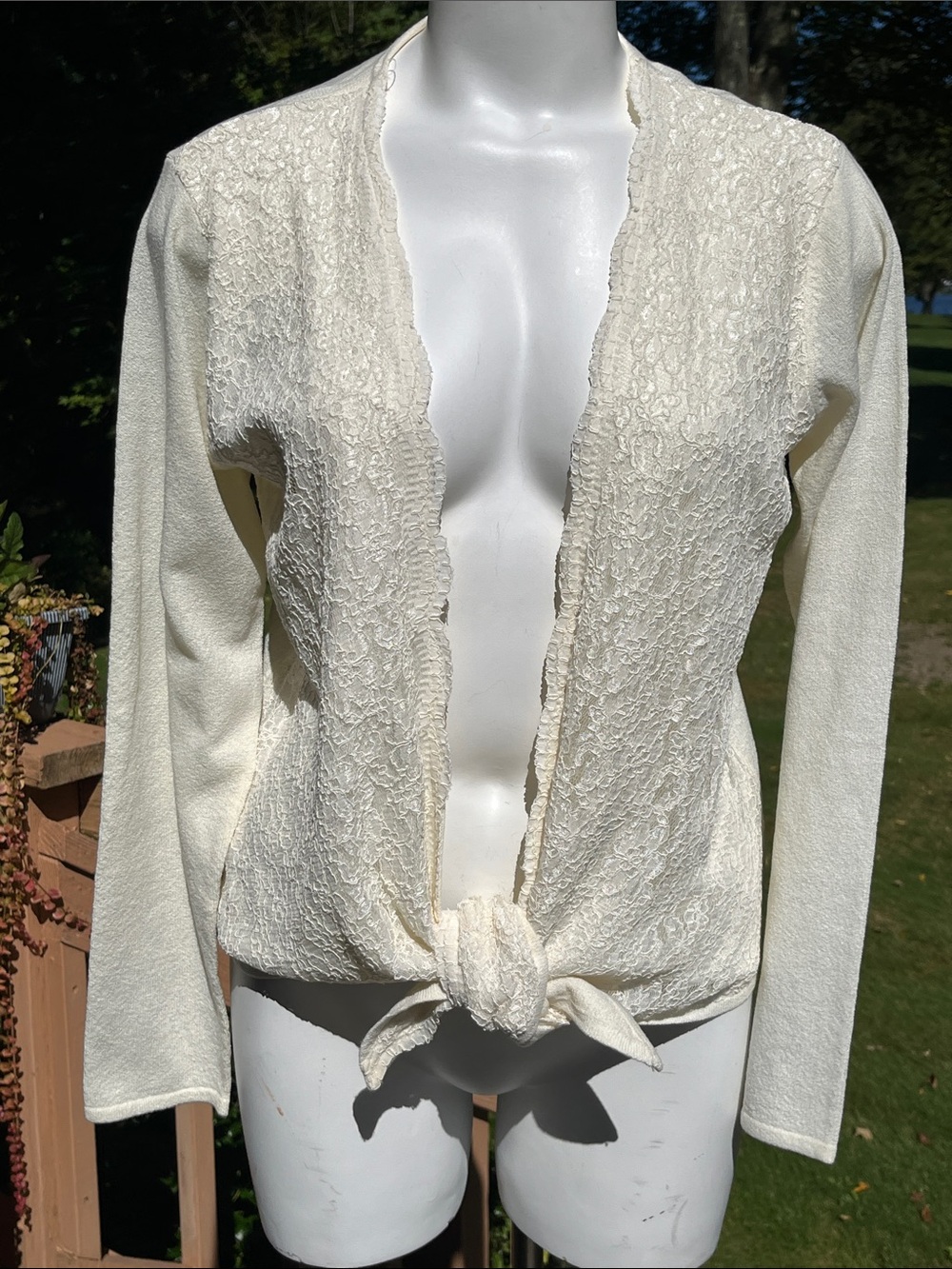 NWT Coldwater Creek open sweater w/lace front M